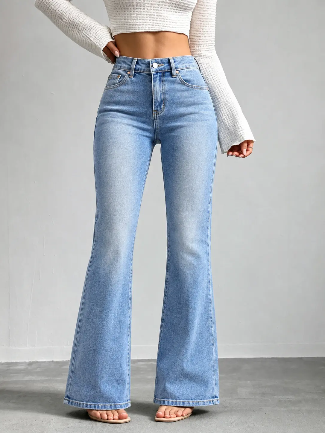 Women's Fitted Stretch Bootcut Slacks - Plain Flared High Waist Pants with Tummy Control, Pockets, Blend Fabric, Fitted Fashion Style for Work Clothes