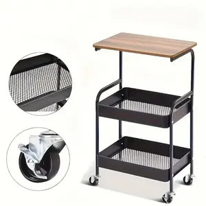 3-Tier Rolling Cart, Multifunctional Metal Storage Shelf, Snack Rack, Durable Steel Frame, Portable Wheels, Suitable for Home Or Office Use, Mobile Storage Cart for Office Storage And Organization