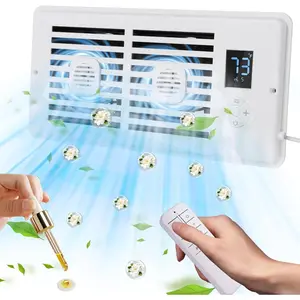 Register Booster Fan Fits 4" x 10" Register Holes, Vent Fan with DIY Scent Diffuser,Quiet 10-Speed  Heating Cooling AC with LCD Screen,Remote Control and Thermostat Control for ,Wall,Floor