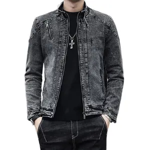 New men's denim jacket classic retro trendy street handsome lapel denim jacket high street fashion versatile men's clothing Menswear Coats jackets Tops Gamis