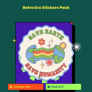 Save Earth. Save Humanity. – Retro Eco Sticker (Pack of 5)