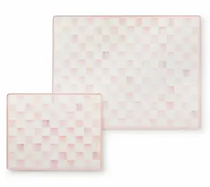 MacKenzie-Childs Set of 2 Rosy Check Glass Cutting Boards