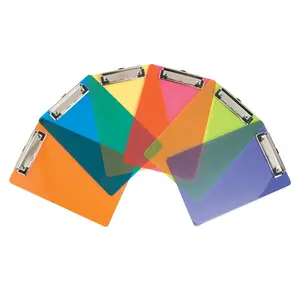6" x 9" Mini Transparent Bright Colors Plastic Clipboards – 6 Pc.