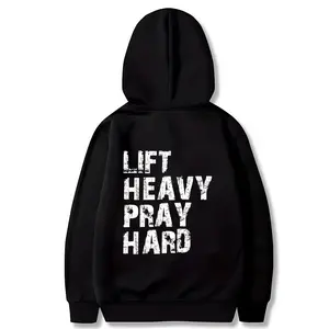 Christian Faith Lift Heavy Hoodie Sweatshirt Pray Hard Inspirational Streetwear