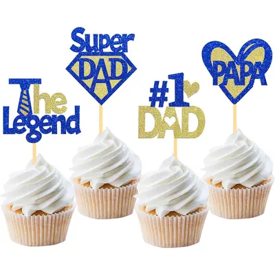 24 Stück Cupcake-Topper „Happy Father’s Day“ – Goldene Dekoration Für Vatertagskuchen