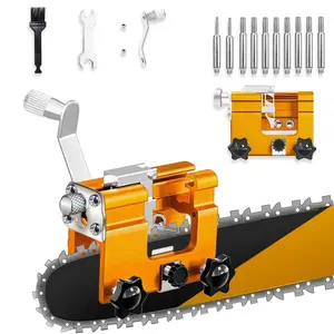 Chain Saw Sharpener, Portable Chain Saw Sharpener Tool with Sharpening Stone & Cleaning Brush, Manual Chain Saw Blade Sharpener Attachment