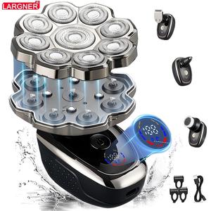 5 in 1 electric hair trimmer kit, 1 set waterproof wet/dry grooming shavers, cordless rechargeable bald head rotary razor for home & travel