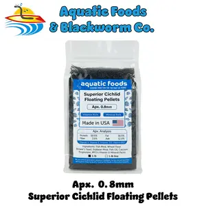 Superior Cichlid Pellets, 0.8mm-1/32" 50% Protein Floating Pellets for all Central and South American Cichlids and ALL Tropical Fish. FREE 4-Type Wafer Mix & 12-Type Pellet Mix Included