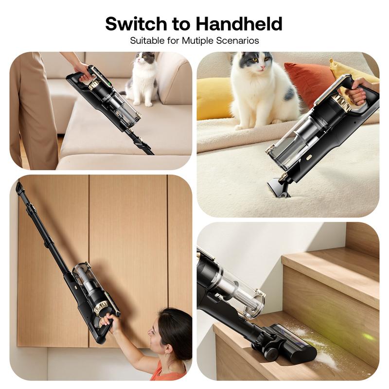 【Homeika 2026 New Arrivals】Trucozie T550 Cordless Vacuum Cleaners for Home, 8-in-1/50Min/150W Powerful Suction, Self-Standing Cordless Stick Vacuum Cleaner, Lightweight Anti-Tangle Rechargeable Vacuum for Floor/Carpet/Pet Hair/Car