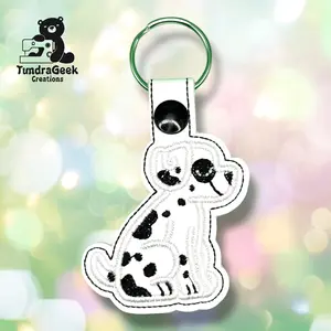 Dalmatian Embroidered Vinyl Keychain