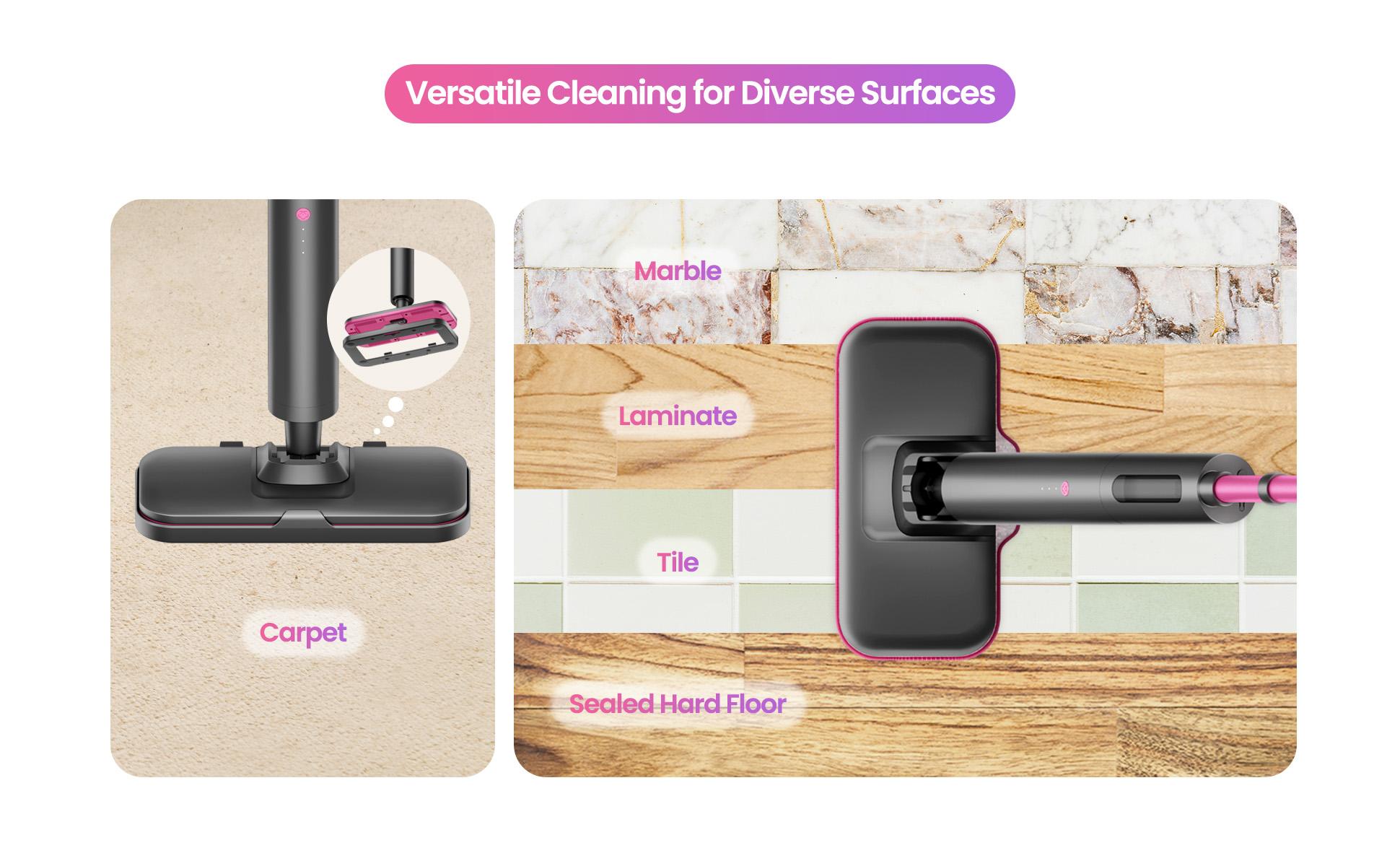 Schenley Pocket Steam Mop Cleaner Powerful Fast Heat-Up Chemical-Free for Hardwood Tile Laminate Floors and Walls Washable Pads 3 Modes for Carpet Lightweight Self-Standing Sleek Design