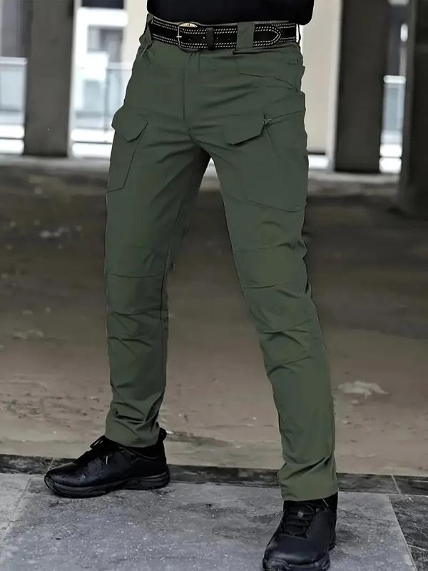 2,4pcs Men's Solid Color Printed Tactical Work Pants, Waterproof, Durable, Abrasion Resistant, Sports Pockets, for Outdoor Training, Autumn & Winter Menswear Cargo Casual Comfy Warm Beige Trouser Plain cargo pants for men slacks pantalones para hombre