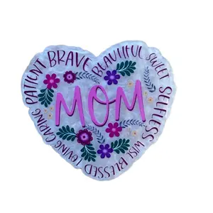 Acrylic Add On for Badge Reel - Heart-Shaped Personalized Design with Velcro & Sticker Adhesive Options for Stylish Updates