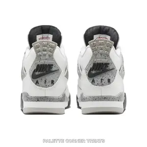 White Grey Black Red Leather Mid-Top Retro Basketball Shoe | White Cement Colorway Streetwear Sneaker