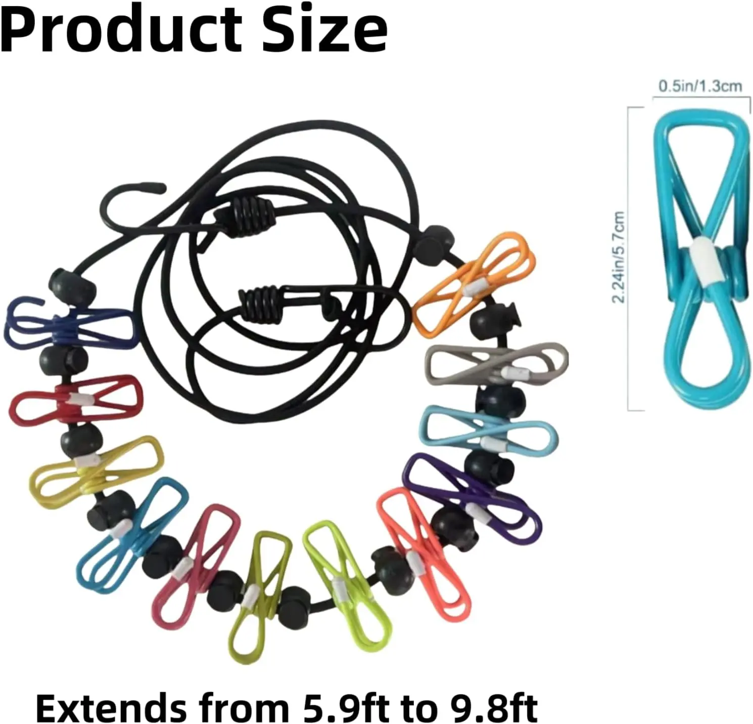 Retractable Clothesline for Travel & Indoor Drying – Portable Clothes Line with 12 Clips, Ideal for Camping, Laundry, RV, Cruise, or Outdoor Use (Black Rope)