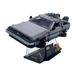 Acrylic Angled Display Stand Compatible with LEGO® 10300 Icons Back to the Future DeLorean -  Set Not Included