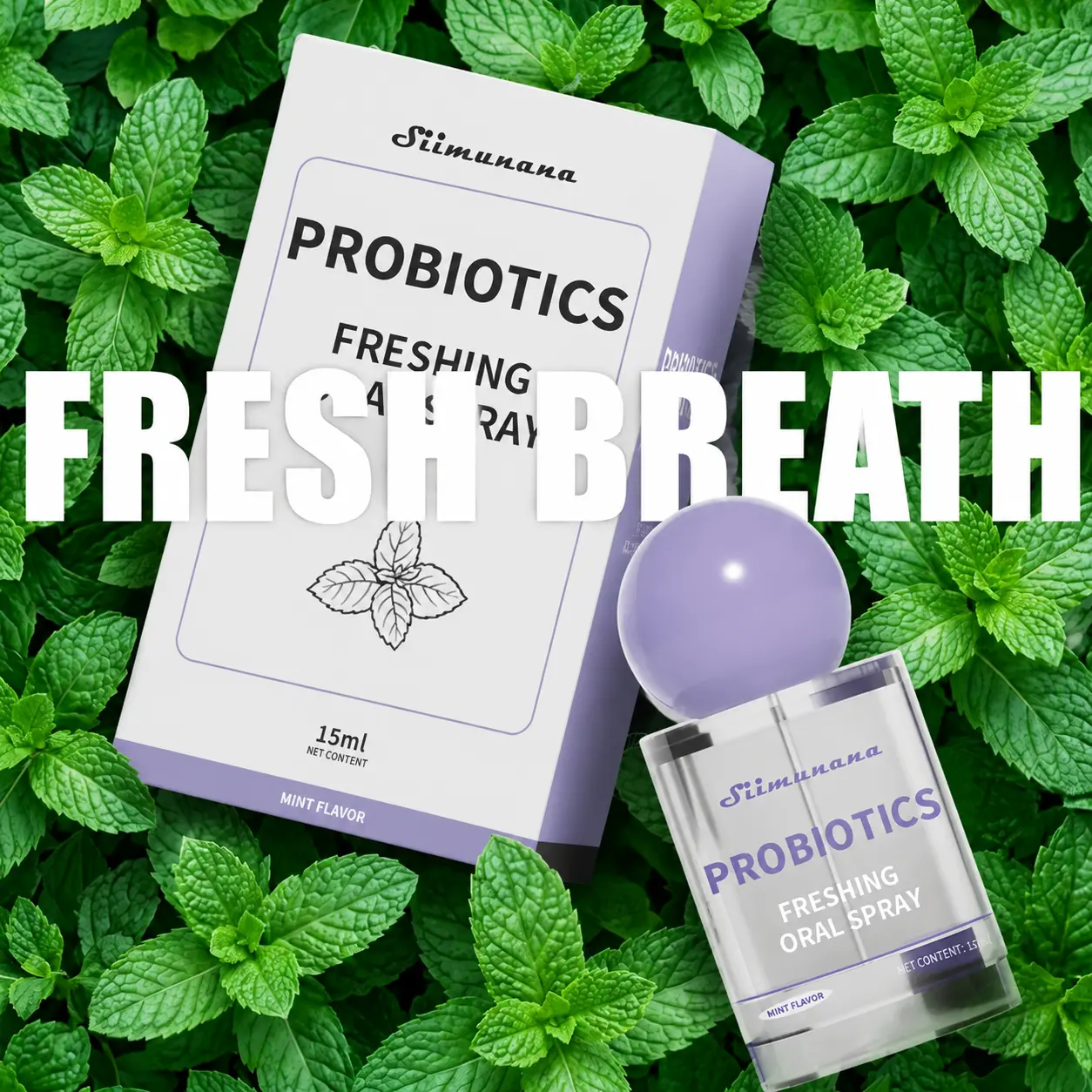 15ml Probiotic Oral Spray Mint Flavor Alcohol-Free & Sugar-Free Portable Breath Freshener for Long-Lasting Freshness & Oral Care Oral Breath Spray with Probiotics for Balanced Oral Health Mouth Spray Fast Acting Convenient Travel-Sized Daily Breath Care