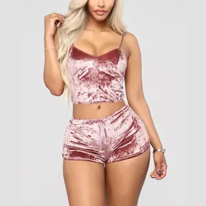 Women’s sleepwear pajamas louange wear velvet 2 pieces matching comfortable set pajamas loungewear