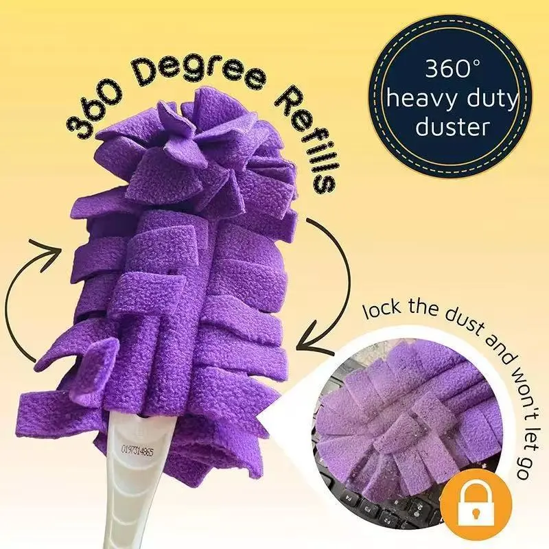 360° Duster Refills 5 Pack – Electrostatic Dusting Brush Replacement with 4X Microfibers, Machine Washable Reusable for Floor Ceiling Furniture