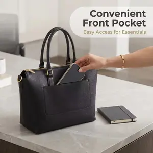 Los Angeles Tote Bag for Women | Elegant Whipstitch Shoulder Handbag with Front Pocket | Premium Daily & Work Purse in Multiple Colors