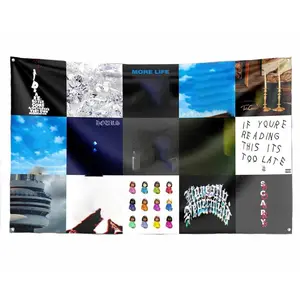 Rapper Flag Tapestry Music Album Cover Collage Tapestry Wall Hanging College Dorm Wall Decor Room Flags Wall Art Home Decor for Bedroom Living Room