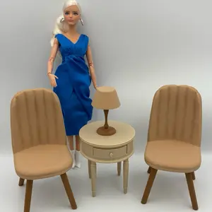 1:6 Scale Mini Furniture Set – 2 Chairs + Round Table + Lamp | 3D Printed for Fashion Dolls No Doll- Perfect for Collectors and Play