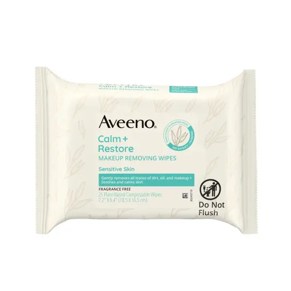 Aveeno Calm + Restore Makeup Remover Wipes, 25 Count Aveeno Calm + Restore Makeup Remover Wipes, 25 Count