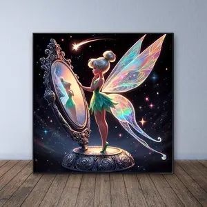 Tinker Bell Pattern Diamond Pattern Design DIY Diamond Art Painting Kit without Frame, DIY 5D Diamond Arts Painting Kit, Crafts, Wall Art Decor for Home Living Room Bedroom, Star