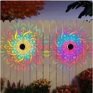 Solar Outdoor Mandala Iron Wall Light, Waterproof Decorative Landscape Lamp for Villa Garden Lawn Ambient Lighting summerwins