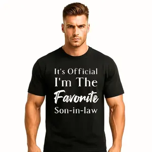 Men's short-sleeved crew neck t-shirt with the words "My Beloved Son-in-Law" printed in dark blue, made of breathable cotton, casual style, men's fashion.