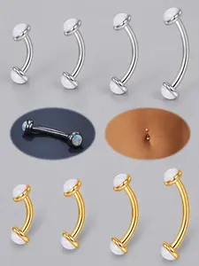 Y2K Style Stainless Steel Navel Piercings Jewelry, 14g 6-12mm Navel Barbell Studs & Belly Button Rings, Opal Design for Women