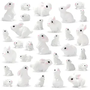 60Pcs Mini Easter Figurines, Multi-Pose Resin Bunnies for Tabletop Decoration, Favors and Ornaments