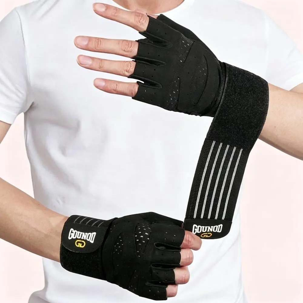 Breathable Mesh Training Gloves, Half-Finger Design with Anti-Slip Grip, Secure Wrap Wristband & Shock-Absorbing Palm Padding, Adjustable, Bodybuilding Sports Gloves, Durable, Home Fitness Training, Sturdy, Ergonomic, Heavy Duty Protection, Workout Access