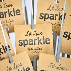 "Let Love Sparkle" Rustic Wedding Sparkler Tags (24 Tags)