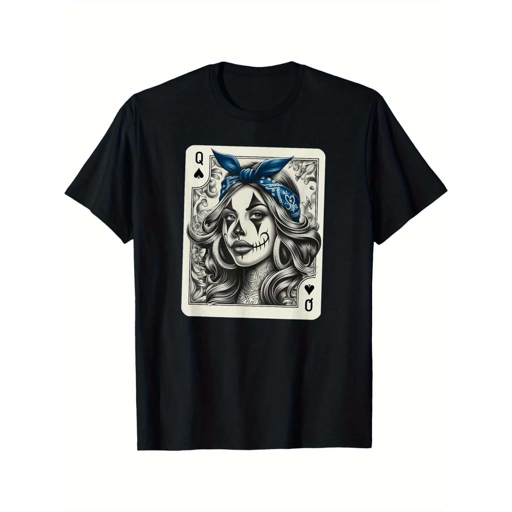Men's Plus Size Casual Cotton Fabric T-Shirt - Relaxed Fit, Breathable, Classic Short-Sleeve Top with Cute Chicano Tattoo Art Clown Design #TikTokShopRestock