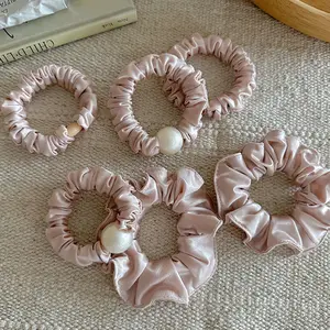 AAA.Women's Elegant Satin Faux Pearl Headband Set, 1 Piece (6-Pack) Women's Elastic Solid Color Headbands, Hair Accessories