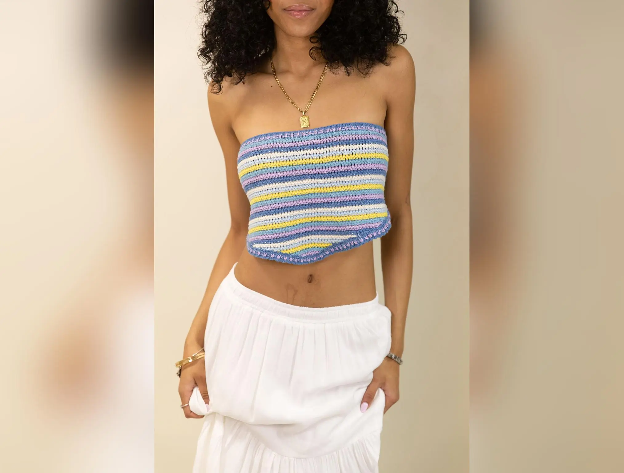Strapless Crochet Bandana Top