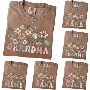 Personalized Grandma T-Shirt, Comfort Colors Wildflowers Mama Shirt, Custom Grandparent Gift, Floral Nana Auntie Mimi Gigi Grammy Shirt