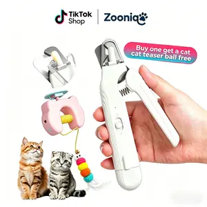 【BUY 1 GET 1 FREE TOY】Zooniqo 2-in-1 Dog Nail Trimmers & Dog Nail Grinder with 2 LED Lights, Ultra-Quiet, USB Rechargeable, and Splash Guard for Dogs & Cats (White)