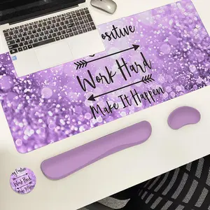 Letter Pattern Mouse Pad Set, 4 Counts/set Including Mouse Pad & Keyboard Wrist Rest & Mouse Pad & Coaster, Computer Accessories for Home Office Gaming