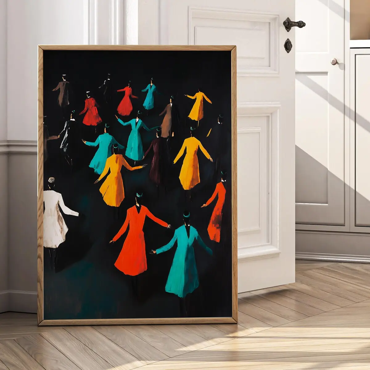 Abstract Dancers Wall Decor, Eclectic Maximalist Dancing Motion Poster, Bold Artistic Aesthetic Wall Art for Trendy Homes, Room Decor, 5 Sizes, 8x12 to 27x40 inch, Unframed
