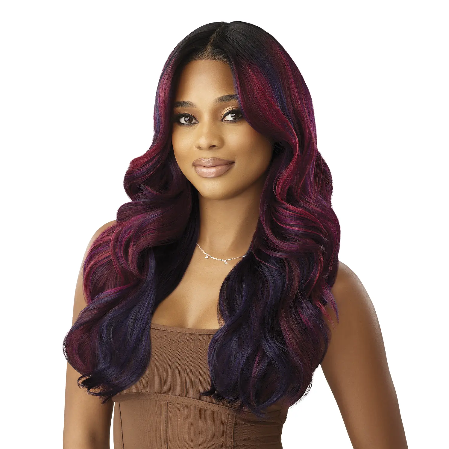 Outre Synthetic Lace Front Wig - Alvina, Glueless Frontal Wig with Melted Hairline, Natural Edges, Loose Waves & Pre-Attached Elastic Band Stays Put, Glueless Frontal Wigs