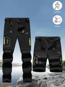Men's Outdoor Long Pants with Detachable Belt, Comfortable Hiking Trousers for All Seasons, Stylish Lightweight Travel Wear, Casual Bottoms