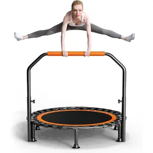40"/48" Foldable Mini Trampoline Load 330lbs, Portable Exercise Rebounder with Durable Bungee Band, Fitness Trampoline for Adults and