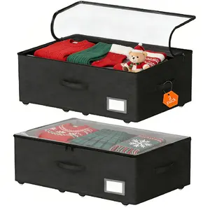 Under Bed Storage with Wheels, 2-Pack Under Bed Storage Containers, No Assemble Required 10 inches Height, Rolling underbed storage Drawers, Underbed Storage Bins for Shoes, Clothes, Blankets, Toys