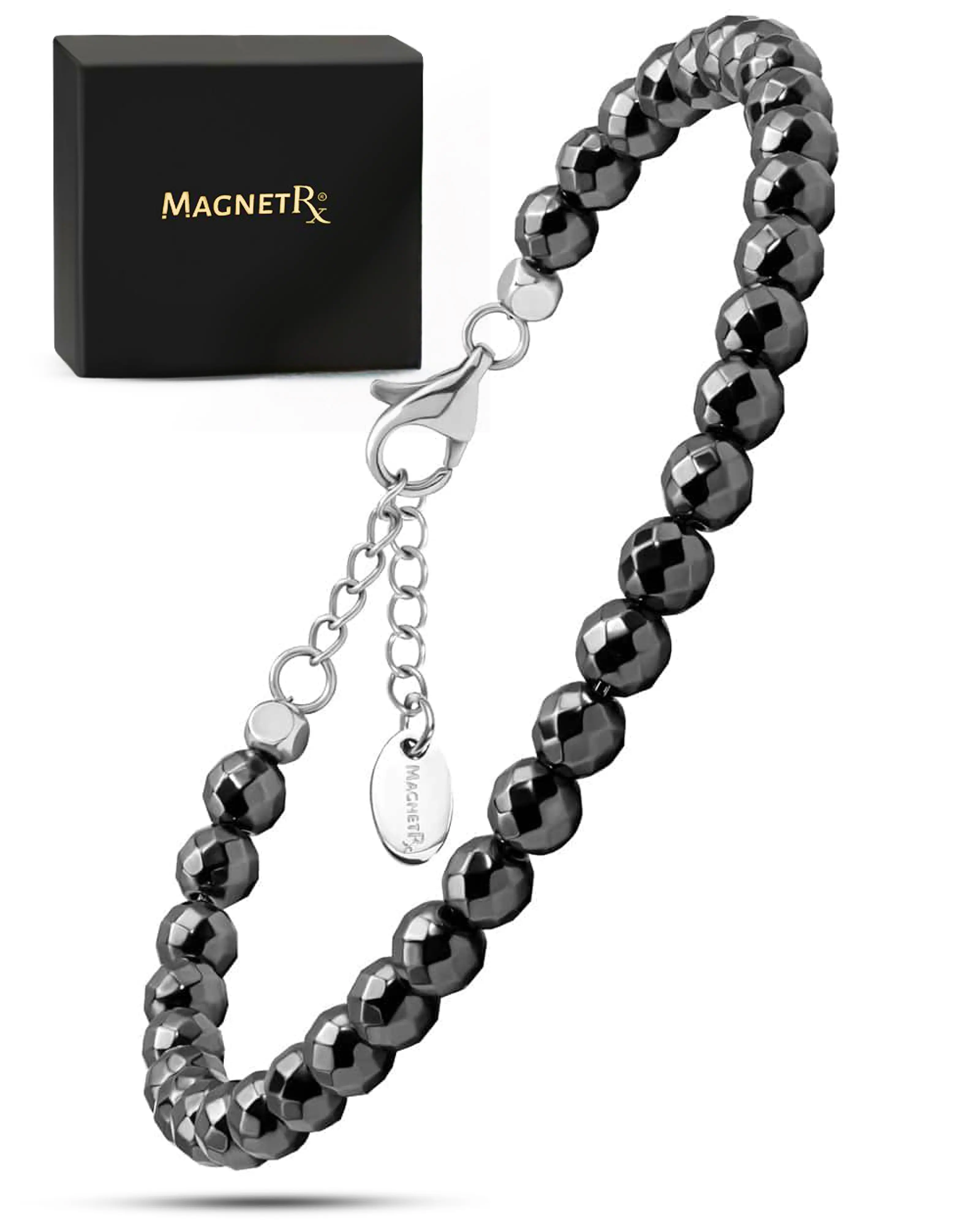MagnetRX Hematite Magnetic Anklet (6mm Faceted Beads)