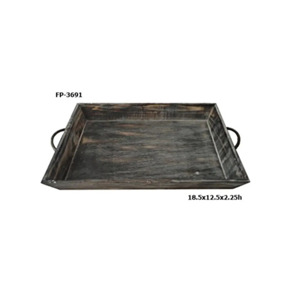 Cheung's FP-3691 Single Wooden Tapered Tray with Metal Side Handles, Kitchen Tray Plates & Tableware Accessory, Display Tray Plates, Storage Tray Plates