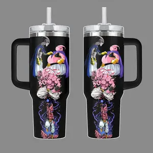 Majin Buu DragonB Anime Stainless Steel Tumbler 20oz 40oz with Handle & Straw | Chaos Absorption Saga Edition