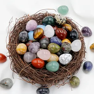 10/20/30 PCS Polished Egg-Shaped Natural Crystal Stones - Easter Basket Stuffers, Home Ornament, Jewelry Making Supplies, Festive Desk Decor