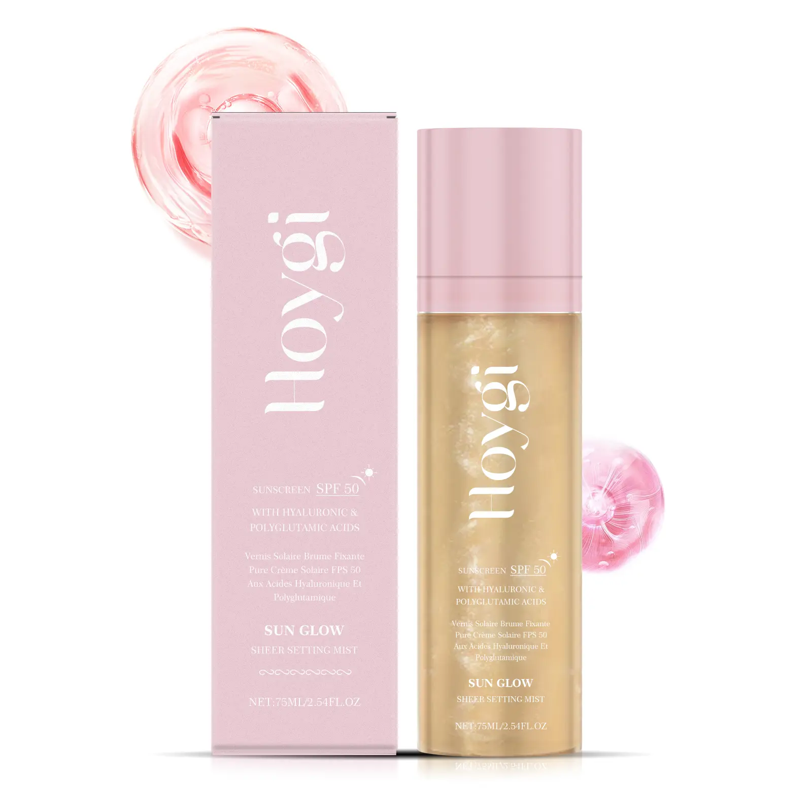 Sheer Setting Mist Sunscreen SPF 50, Broad Spectrum Shimmering Body Oil Mist for Face & Body, Hydrating Makeup Glow Spray, Non-Greasy & Fast-Absorbing